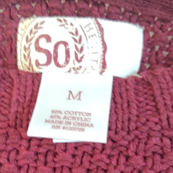 Crop Cable Knit Sweater Burgundy Pink Cotton Blend SO Heritage - Picture 3 of 8